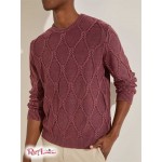 Мужской Свитер GUESS (Dawson Cable Knit Sweater) 64691-01 Burgundy Роза Мульти