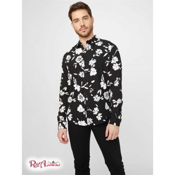 Чоловіча Сорочка GUESS Factory (Manson Floral Shirt) 58451-01 Реактивний Чорний Мульті