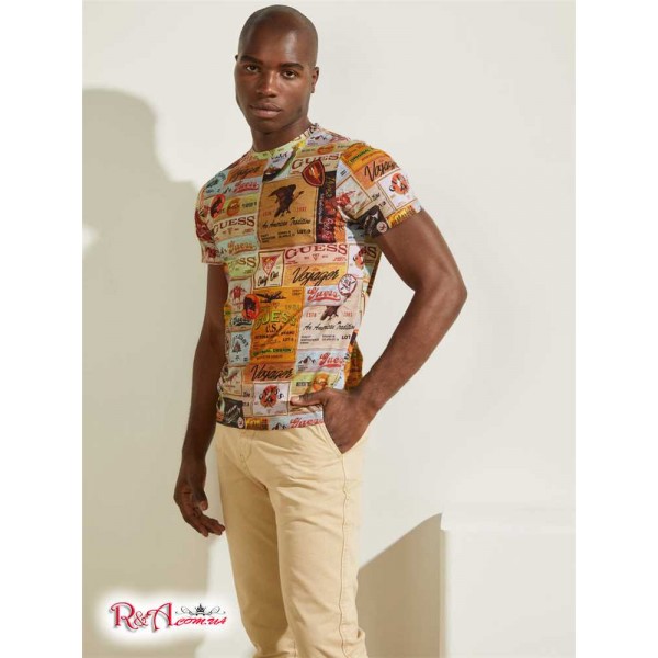 Чоловіча Футболка GUESS (Eco Vintage Poster Tee) 64732-01 Чистий Білий Мульти