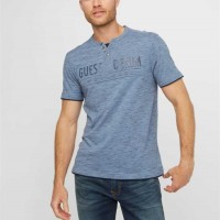 Мужское Хенли (Edgar Marled Henley Tee) 57982-01 Faded Baby Синий Мульти