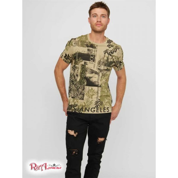 Чоловіча Футболка GUESS Factory (Graeil Collage Tee) 58372-01 Пісковик