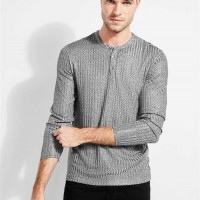 Хенли Warehouse Long-Sleeve для Мужчин 41892-01 Stone Серый Мульти