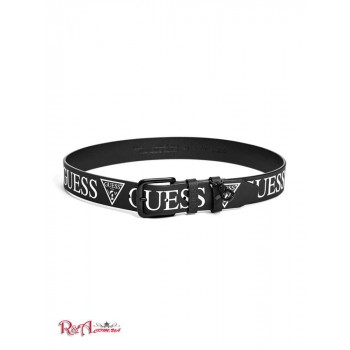 Чоловічий Ремінь (Logo-Print Belt) 60342-01 Чорна Мийка