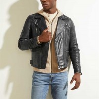 Чоловіча Куртка (Leather Biker Jacket) 64693-01 Реактивний Чорний