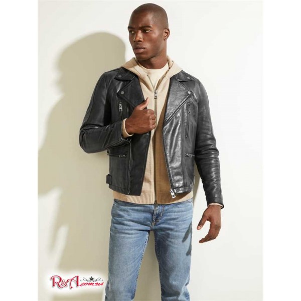 Чоловіча Куртка GUESS (Leather Biker Jacket) 64693-01 Реактивний Чорний Чоловіча Куртка GUESS (Leather Biker Jacket) 64693-01 Реактивний Чорний