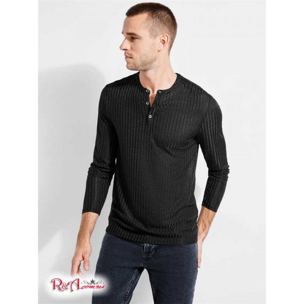 Мужской Лонгслив GUESS (Warehouse Long-Sleeve Henley) 41893-01 Реактивний Черный Мульти