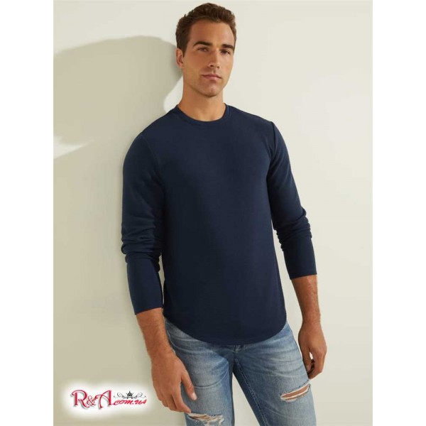 Мужской Crewneck GUESS (Textured Jersey Crewneck) 41853-01 Silk Синий
