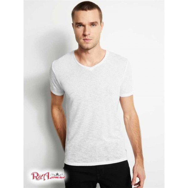 Мужская Футболка GUESS (Gauze V-Neck Tee) 41923-01 Pure Белый