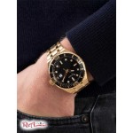 Мужские Часы GUESS (Gold-Tone and Black Analog Watch) 60023-01 Multi