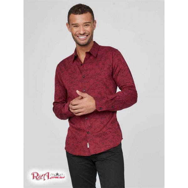 Чоловіча Сорочка GUESS Factory (Jonas Jacquard Floral Shirt) 58454-01 Rugby Червоний Мульті