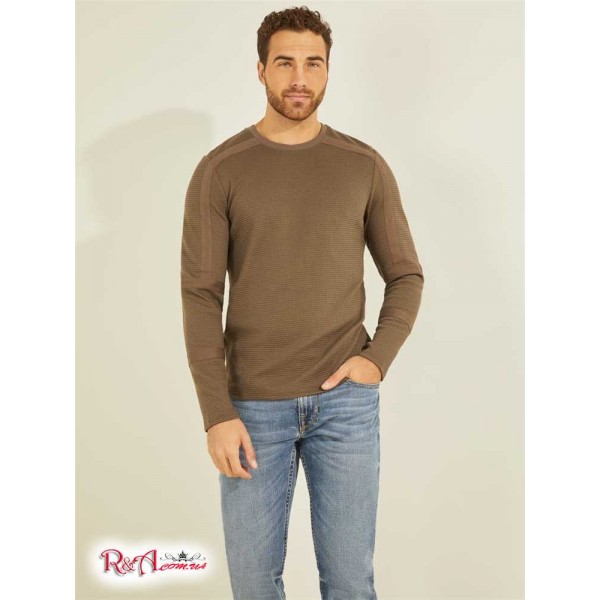 Мужской Crewneck GUESS (Rivera Waffle-Knit Crewneck) 64704-01 General Коричневый