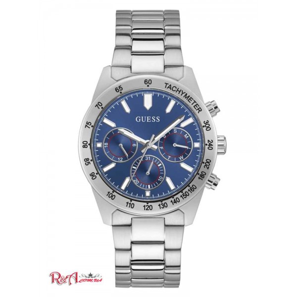 Мужские Часы GUESS (Silver-Tone And Blue Tachymeter Watch) 60024-01 Multi Мужские Часы GUESS (Silver-Tone And Blue Tachymeter Watch) 60024-01 Multi