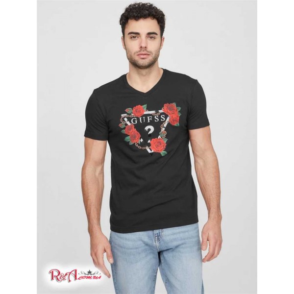 Чоловіча Футболка GUESS Factory (Shane Floral Logo Tee) 63944-01 Реактивний Чорний