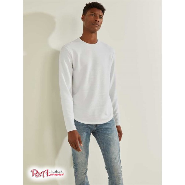 Мужской Crewneck GUESS (Textured Jersey Crewneck) 59474-01 Pure Белый Мульти