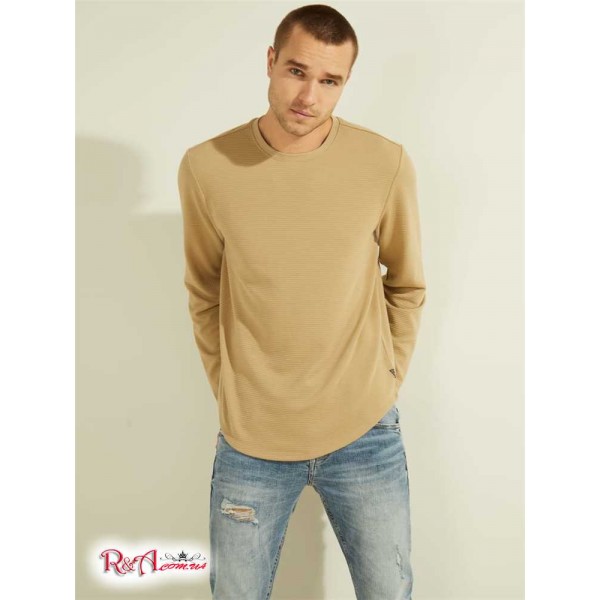 Мужской Crewneck GUESS (Textured Jersey Crewneck) 55724-01 Uniform Tan