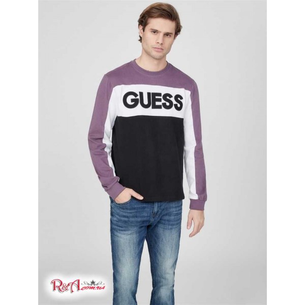 Мужской Пуловер GUESS Factory (Akron Color-Block Logo Pullover) 63794-01 Фиолетовый Eclipse