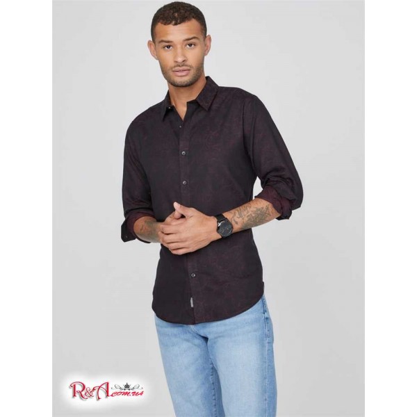 Чоловіча Сорочка GUESS Factory (Jonas Jacquard Floral Shirt) 58455-01 Реактивний Чорний Мульті
