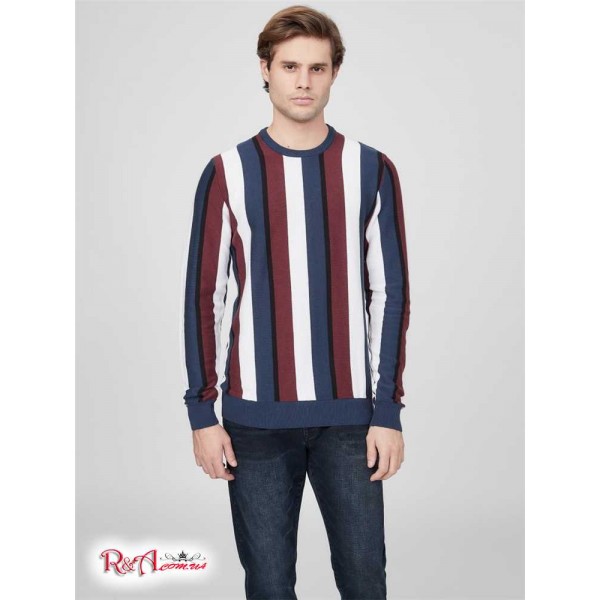 Чоловічий Светр GUESS Factory (Matt Striped Sweater) 63815-01 Silk Синій Мульті