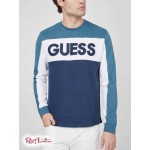 Мужской Пуловер GUESS Factory (Akron Color-Block Logo Pullover) 63795-01 Синий Grotto