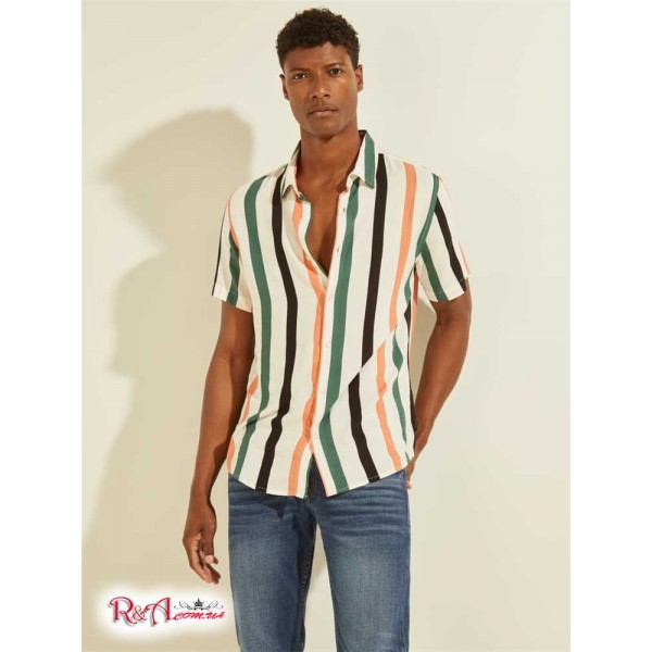 Мужская Рубашка GUESS (Eco Art Stripe Shirt) 59605-01 Artist Stripe Слоновая Кость