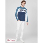 Мужской Пуловер GUESS Factory (Akron Color-Block Logo Pullover) 63795-01 Синий Grotto