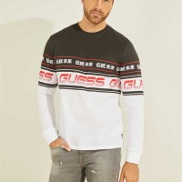 Мужской Лонгслив (Racer Stripe Long-Sleeve Tee) 64746-01 Чистый Белый
