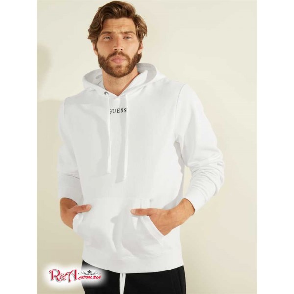 Мужское Худи GUESS (Eco Roy Embroidered Logo Hoodie) 42096-01 Frosted Белый