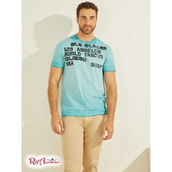 Чоловіча Футболка GUESS (LA Stencil Tee) 64726-01 Soft Бірюзовий Мульті