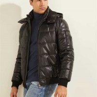 Мужской Пуховик (Faux-Leather Puffer Coat) 64697-01 Jet Black