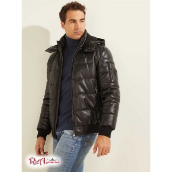 Чоловічий Пуховик (Faux-Leather Puffer Coat) 64697-01 Jet Black