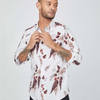 Мужская Рубашка (Zent Floral Shirt) 58458-01 Pure Белый Мульти