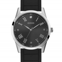 Мужские Часы (Silver-Tone Diamond Silicone Watch) 57948-01 Черный