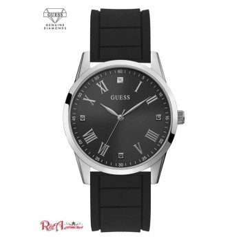 Чоловічий Годинник (Silver-Tone Diamond Silicone Watch) 57948-01 Чорний