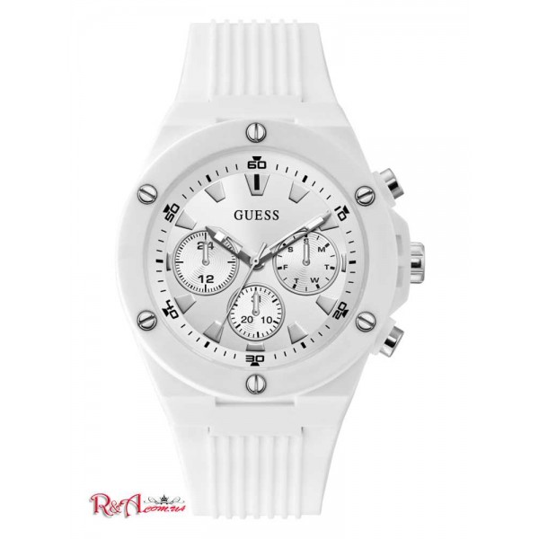 Мужские Часы GUESS (Silver-Tone and White Silicone Multifunction Watch) 60068-01 Multi Мужские Часы GUESS (Silver-Tone and White Silicone Multifunction Watch) 60068-01 Multi