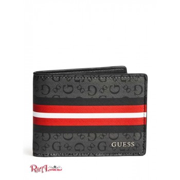Чоловічий Гаманець (Slim Logo Striped Bifold Wallet) 64068-01 Вугілля
