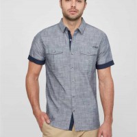 Мужская Рубашка (Harold Textured Shirt) 63808-01 Silk Синий