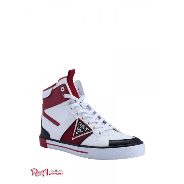 Мужские Сникерсы GUESS (Maeno Triangle Logo High-Top Sneakers) 60159-01 Темный Красный Leather