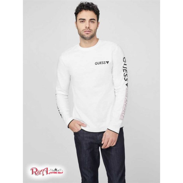Чоловічий Лонгслів GUESS Factory (Coleman Long-Sleeve Logo Tee) 58269-01 Pure Білий