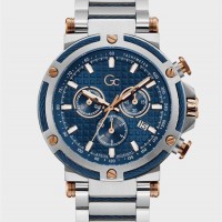 Мужские Часы (Gc Silver-Tone and Blue Chronograph Watch) 58589-01 Multi Мужские Часы (Gc Silver-Tone and Blue Chronograph Watch) 58589-01 Multi