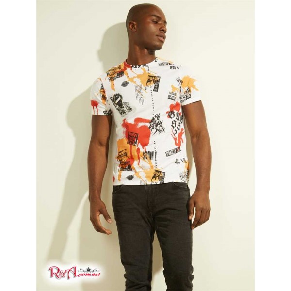 Чоловіча Футболка GUESS (Eco Paint Splatter tee) 64729-01 Чистий Білий Мульти