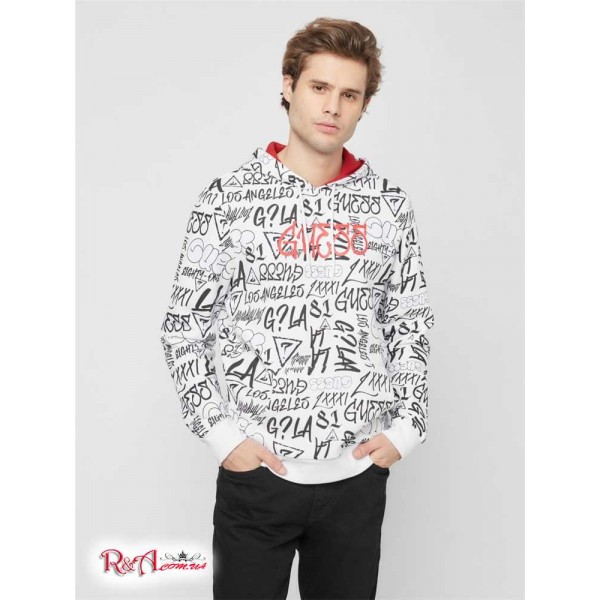 Чоловіче Худі GUESS Factory (Drax Graphic Hoodie) 63799-01 Pure Білий Чоловіче Худі GUESS Factory (Drax Graphic Hoodie) 63799-01 Pure Білий