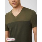 Мужская Футболка GUESS Factory (Ganton Marled V-Neck Tee) 37399-01 Оливковый Morning