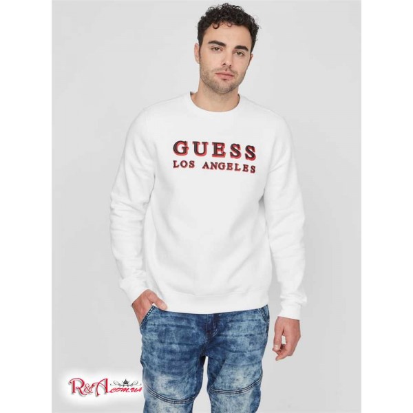 Мужской Пуловер GUESS Factory (Porter Embroidered Logo Pullover) 58009-01 Pure Белый