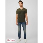Мужская Футболка GUESS Factory (Ganton Marled V-Neck Tee) 37399-01 Оливковый Morning