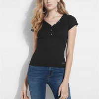 Женское Хенли (V-Neck Henley Tee) 40990-01 Реактивний Черный