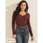 Женское Хенли GUESS (Rhinestone Logo Henley) 58980-01 Burgundy Роза