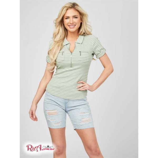 Жіноче Поло GUESS Factory (Lamden Ribbed Polo) 64150-01 Salvias Green Multi