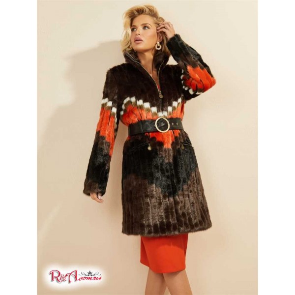 Женское Пальто MARCIANO (Judy Faux-Fur Coat) 60560-01 Chevron Orange