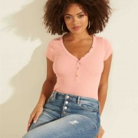Женское Хенли (V-Neck Henley Tee) 58970-01 Pretty In Розовый