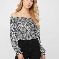 Женский Топ (Camila Off-Shoulder Top) 63430-01 Реактивний Черный Мульти